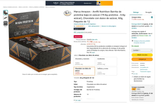 12 unidades Barritas Amfit Nutrition de proteína baja en azúcar Chocolate con dulce de azúcar 60g por 10,55€
