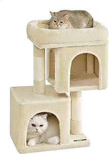 Feandrea Dubbel kittenhuisje met krabpaal voor €26,88 bij Amazon