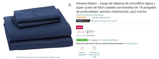 Juego de Sábanas de Microfibra Matrimonial por $272 en Amazon