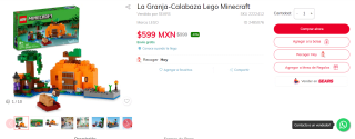 La Granja-Calabaza Lego Minecraft por $599 en Sears