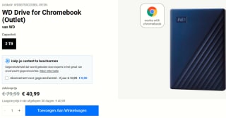 WD Drive 2TB voor Chromebooks voor €40,99 bij Western Digital