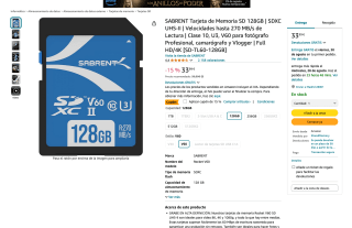 Tarjeta SABRENT de Memoria SD 128GB por solo 28,89€