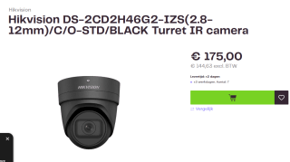 Hikvision DS-2CD2H46G2-IZS(2.8-12mm) bewakingscamera voor €175
