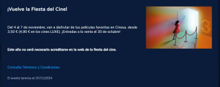 Entradas cine por 3,50€ Vuelve la fiesta del cine