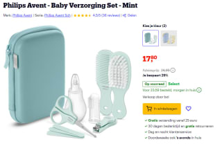 Philips Avent Baby Verzorging Set voor €17,80 bij Bol