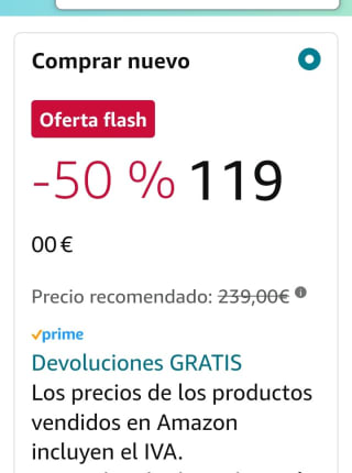 Asus Monitor Gaming 23,8" FullHD por 119€.