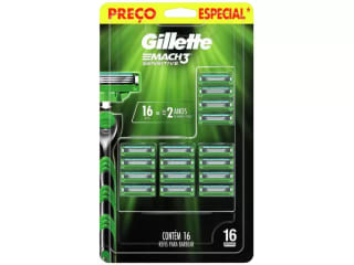 Refil para barbeador Gillette Mach3 Sensitive com 16 Cargas - R$ 78,20