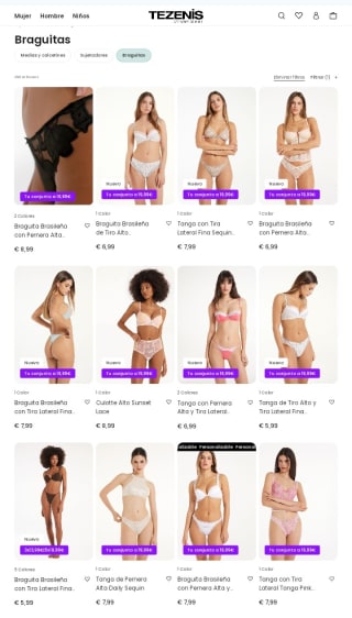 3 Braguitas por 13,99€ en Tezenis.