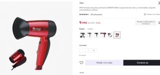 Secador pelo profesional SURKER 3500w 3 posiciones calor y 2 velocidades por 6,54€