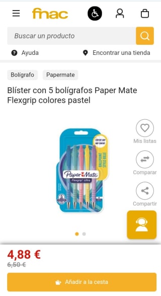 5 bolígrafos de la marca Paper Mate, flexgrip, colores pastel por 4,88€.
