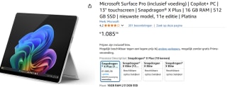 Microsoft Surface Pro 11e Editie - Copilot+ Laptop - 13 inch Touchscreen voor €1.085,36 via Amazon.