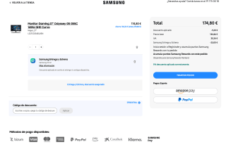 Samsung Monitor Gaming 27" Odyssey G5 G55C 165Hz QHD 1ms Curvo por 174,80€