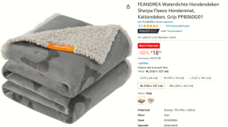 FEANDREA huisdierdeken 152L x 127 voor €18,54 bij Amazon