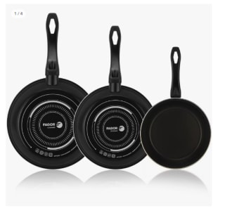 Sartenes FAGOR OPTIMAX NEGRO antiadherente 20 + 24 + 28 cm por 16.09€