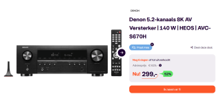 Denon AVR-S670H receiver voor €299 bij Ibood