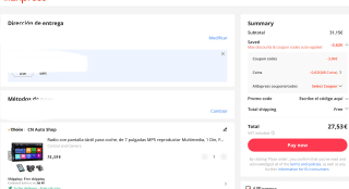 Radio con pantalla táctil para coche, 7 pulgadas USB, Bluetooth, Mirror Link Por 27,53€