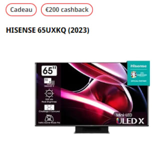 Tot €200 cashback op Hisense tv's bij de MediaMarkt