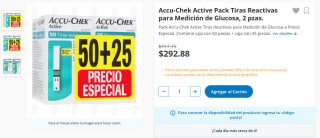 Accu-Chek Active Pack 2 Tiras Reactivas Medición de Glucosa $293 | Farmacias Guadalajara