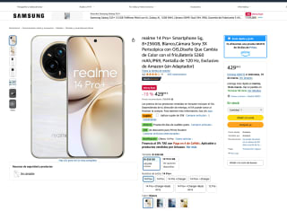 Realme 14 Pro+ 5G 8+256GB Cámara Sony 3X Periscópica con OIS Cambia de Color con el frío por solo 399,99€