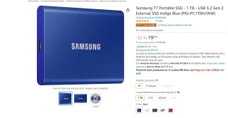 Marca Samsung T7 Portable SSD - 1 TB - USB 3.2 Gen.2 External SSD Indigo zaul por 79,98€
