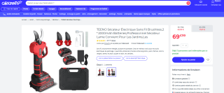 Sécateur sans fil Outigo - 6000 mAh à 69,99€