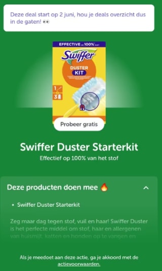 Gratis Swiffer starterkit na cashback via Tikkie