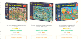 Alle puzzels, van 1000 stukjes van bv Jan van Haasteren, Wasgij en meer voor €9,99 bij Blokker