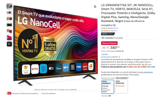 LG 50NANO81T6A 50", 4K NANOCELL, Smart TV, HDR10, WebOS24 por 380€