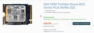 Dell OEM Toshiba Kioxia BG5 Series PCIe NVMe SSD voor €39,99 bij Laptopcentrale