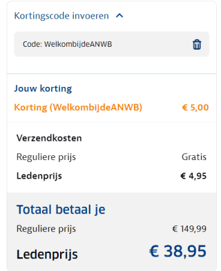 ANWB kortingscode voor €5 korting incl. de sale