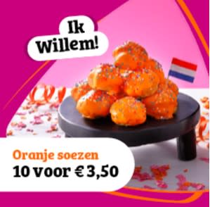 10 oranje soezen voor €3,50 bij Bakker Bart