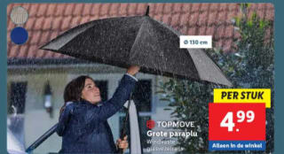 Topmove Grote windvaste paraplu (130cm )voor €4,99 bij de Lidl
