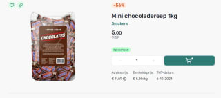1kg Snickers mini chocoladerepen voor €5 bij Foodello
