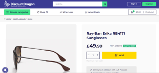 Ray-Ban Erika RB4171 Sunglasses - Only £49.99