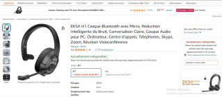 Casque Bluetooth avec Micro, Réduction Intelligente du Bruit à 68,96€