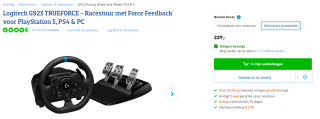 Logitech-G G923 Trueforce Sim Racing Wheel voor €299 bij Coolblue