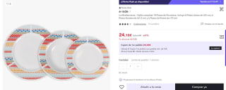 La Mediterránea - Vajilla completa 18 Piezas de Porcelana por 24,10€ ( 14,46€ cuenta nueva)