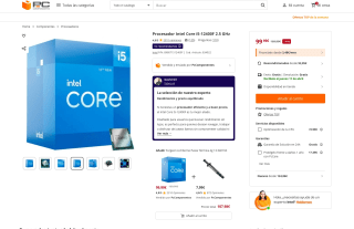 Procesador Intel Core i5-12400F 2.5 GHz por solo 99,99€