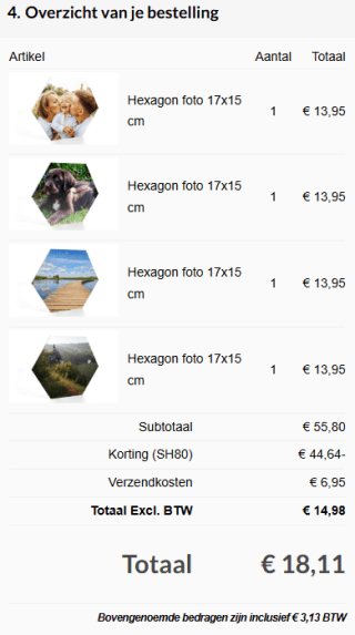 80% korting op gepersonaliseerde hexagons, gebruik de code SH80. Werkt ook op meerdere aantallen.