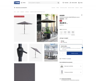 Sombrilla inclinable AGGER Ø300 gris oscuro por solo 30€