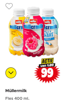Alle smaken Muller Milk voor €0,99 bij Dirk.