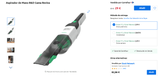 Aspirador mano Black+ Decker Reviva 7,2v 2ah por 29€