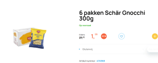 6 pakken Schär Gnocchi 300 gram voor €1,99 bij Butlon