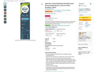Veet Men Crema Depilatoria Masculina Pieles Sensibles 200ml por solo 3€