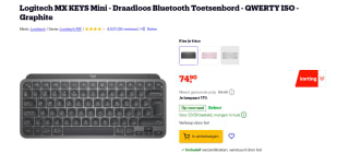 Logitech toetsenbord MX Keys Mini (Grijs) voor €74,90 bij Bol