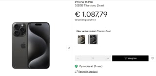 Apple iPhone 15 Pro 512GB Zwart voor €1.087,79 bij Dustinhome