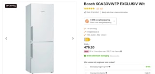 Bosch KGV33VWEP - Koel-vriescombinatie voor €479 bij Expert