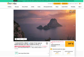 4 noches en Ibiza Hotel 4* media pensión con ida y vuelta en Ferry desde 207€ con Traventia