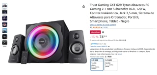 Trust Gaming GXT 629 Tytan Altavoces PC Gaming 2.1 con Subwoofer RGB, 120 W por 74,99€