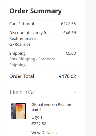 Global version Realme tablet 11.5 inch - 6/128GB voor €176,02 dmv code bij Gshopper